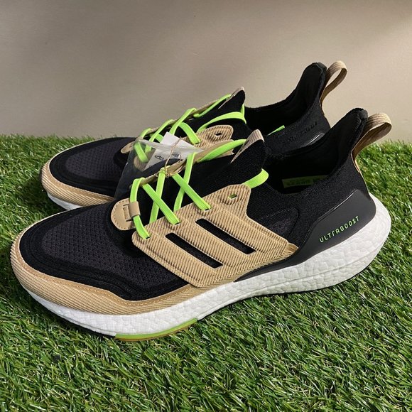 Men\'s Adidas Ultraboost 21 Core Black Beige White CORDUROY Size 10 GX5254 NEW main image 8